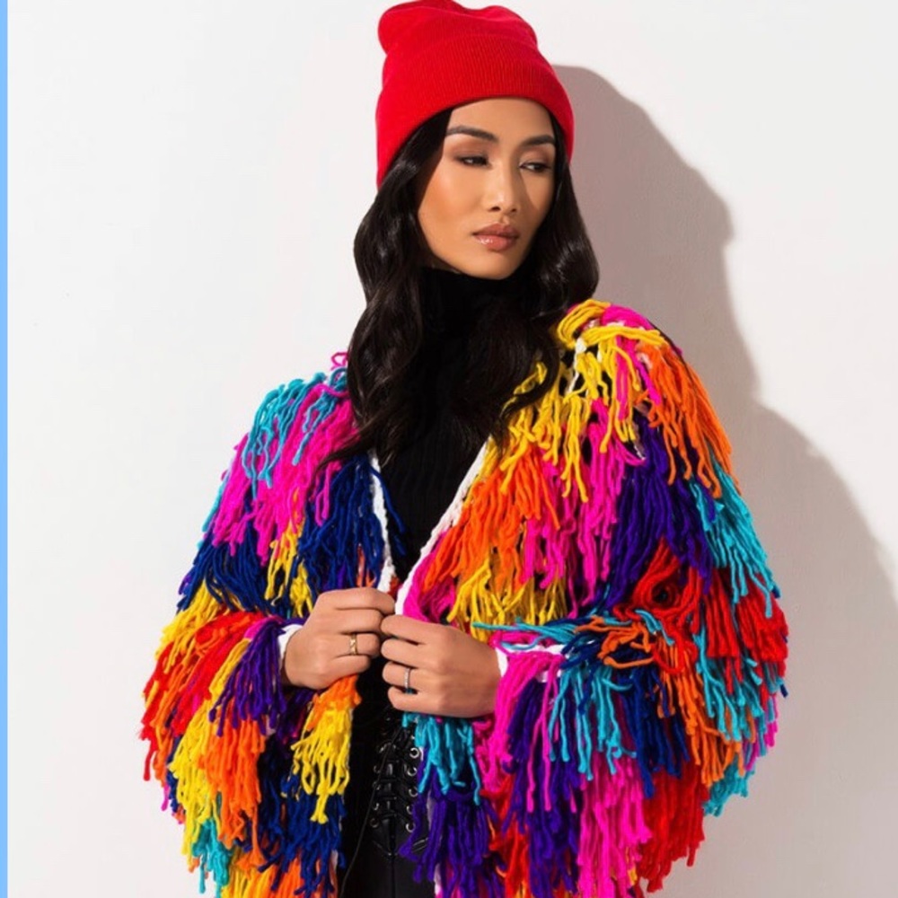 rainbow fringe cardigan